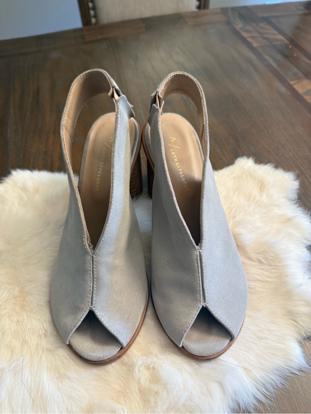 Anthropologie Tracy suede slingback Shooties Shoes size 37